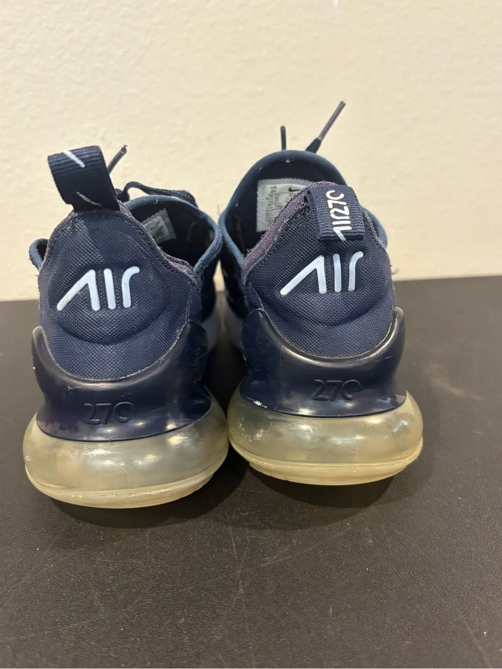 Nike Air Max 270 GS Navy White Mesh Sneakers Unisex Kids 4Y/5.5W  Athletic Shoes